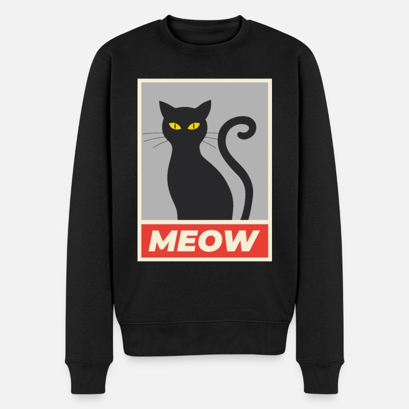 Meow Katze simple - Männer Premium Bio Pullover - Schwarz