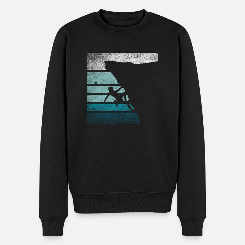 Klettern Retro Silhouette - Männer Premium Bio Pullover - Schwarz