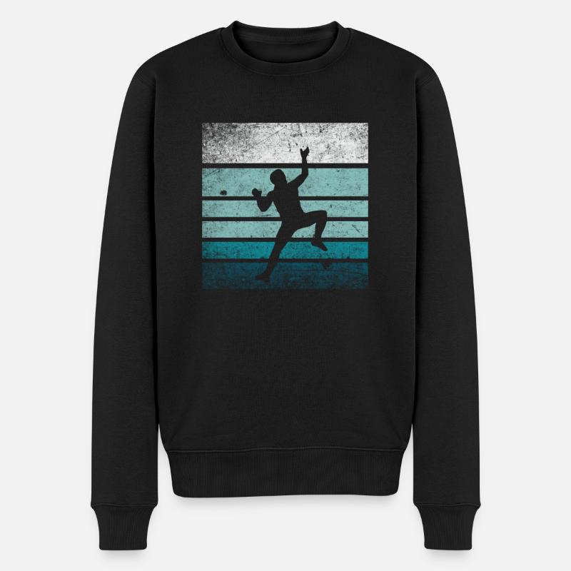 Klettern Retro Silhouette - Männer Premium Bio Pullover - Schwarz