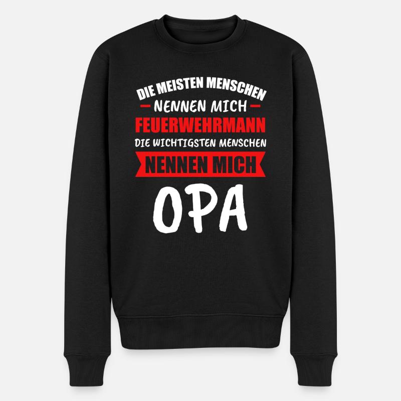 Feuerwehr Opa Berufsfeuerwehr Geschenk - Männer Premium Bio Pullover - Schwarz
