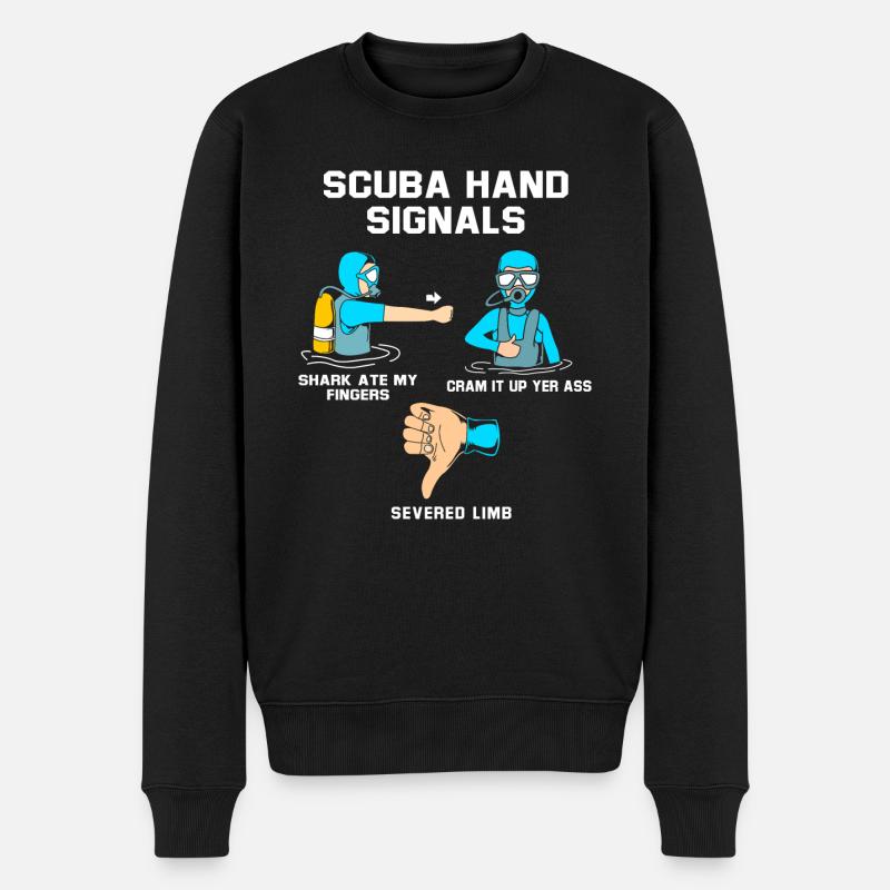 Plongeur Main Signe Scuba Diving - Pull Premium bio Homme - noir