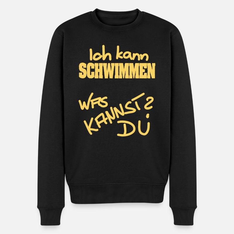 Ich kann schwimmen - Männer Premium Bio Pullover - Schwarz