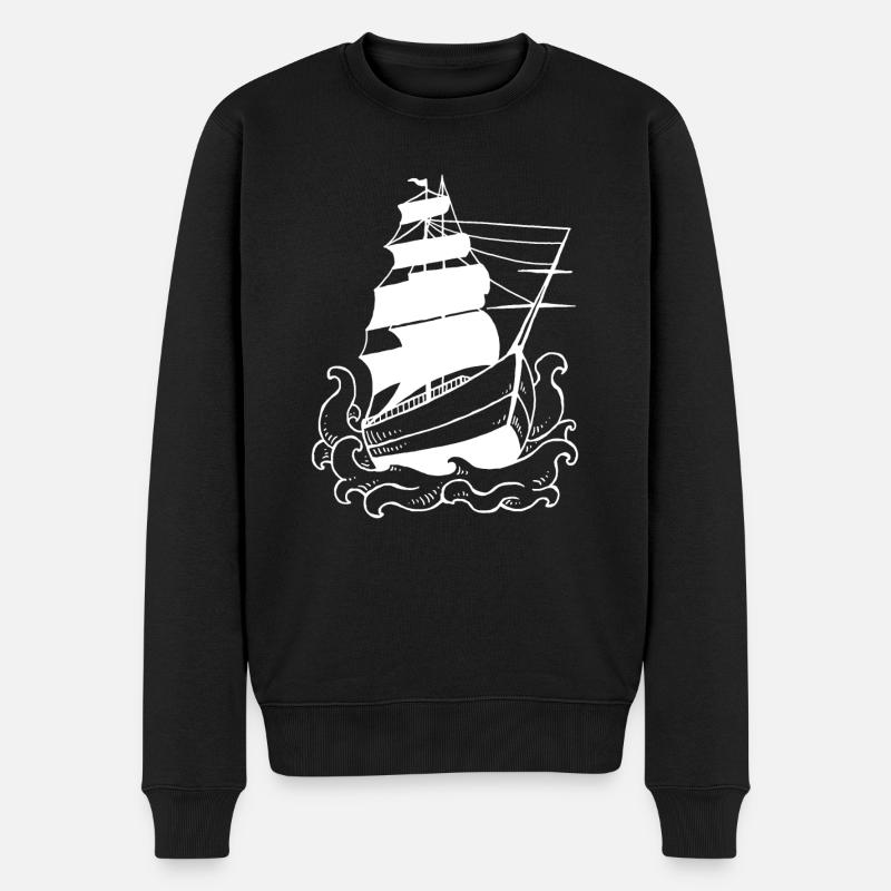 Bateau dans la mer - Pull Premium bio Homme - noir