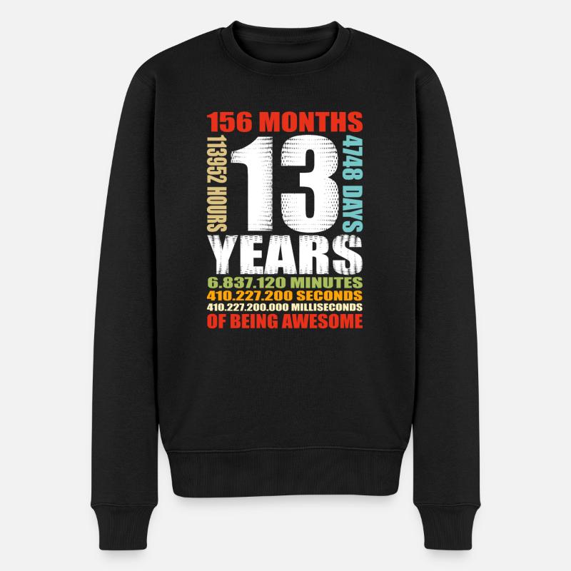 13. Geburtstag 13 Jahre Alte Jungen Mädchen Shirt - Männer Premium Bio Pullover - Schwarz