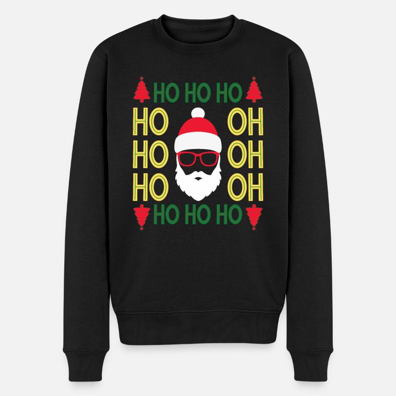 HoHoHo Rasta Santa - Männer Premium Bio Pullover - Schwarz