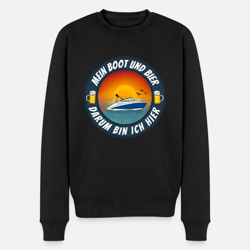 Boot und Bier - Männer Premium Bio Pullover - Schwarz