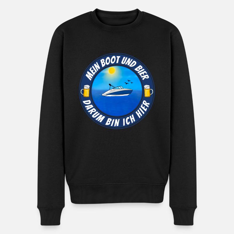 Boot und Bier - Männer Premium Bio Pullover - Schwarz