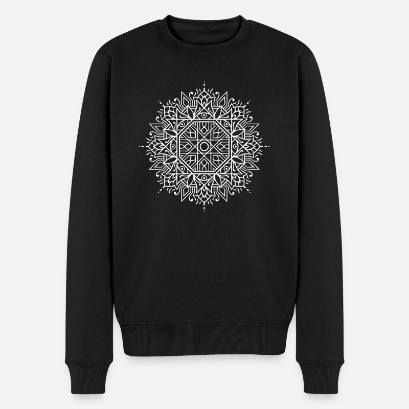 Mystisches Mandala - Männer Premium Bio Pullover - Schwarz