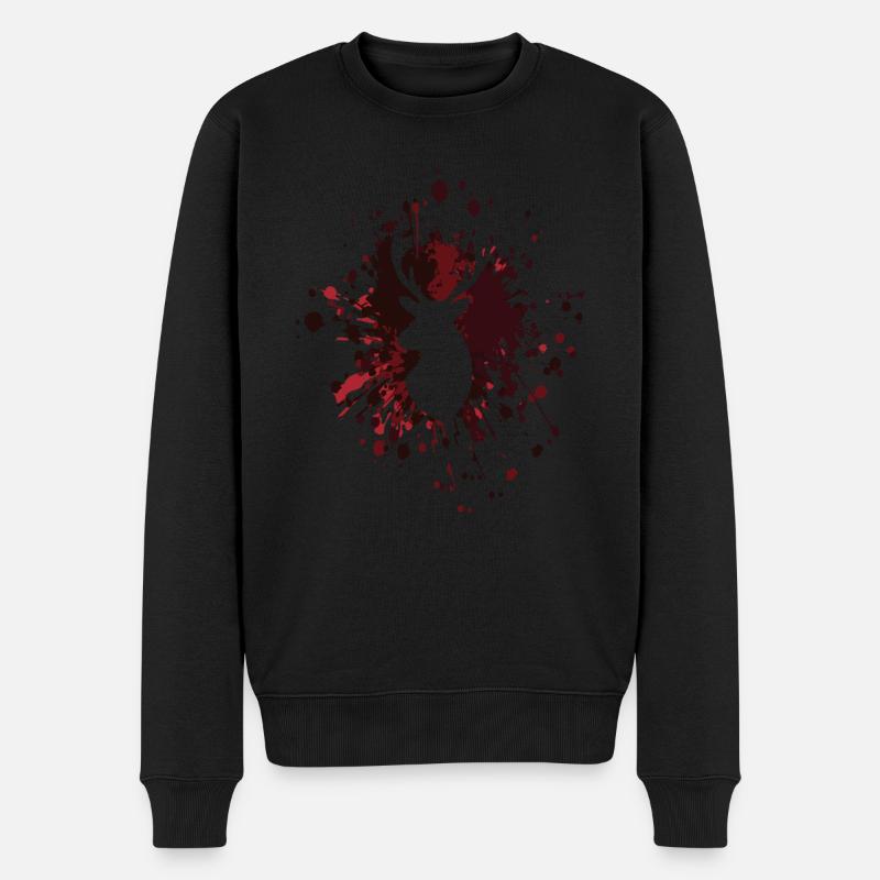 Deer Head Color Splash - Männer Premium Bio Pullover - Schwarz