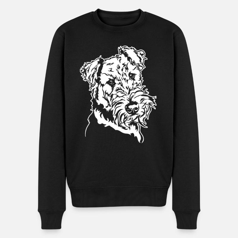 AIREDALE TERRIER Hundeportrait Hund Hunde Wilsigns - Männer Premium Bio Pullover - Schwarz