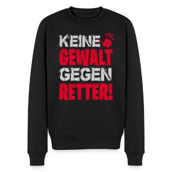KEINE GEWALT GEGEN RETTER! - Männer Premium Bio Pullover - Schwarz - Vorne - Nico (187cm)