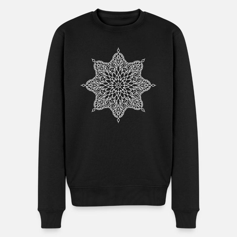Blumen Mandala - Männer Premium Bio Pullover - Schwarz