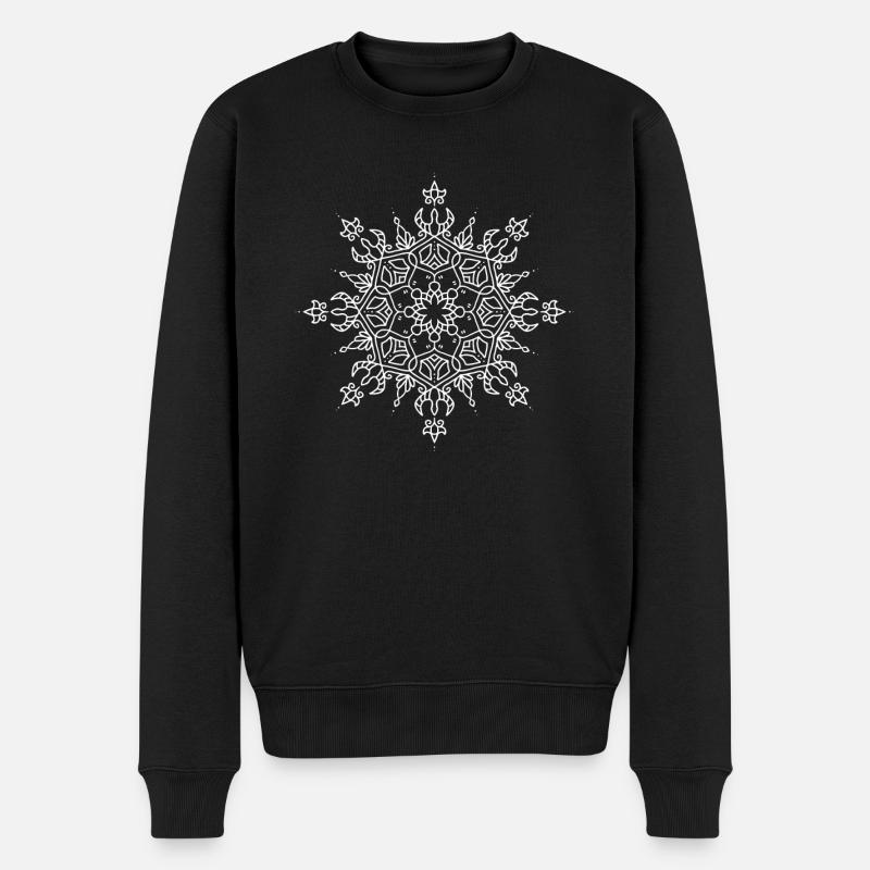 Blumen Mandala - Männer Premium Bio Pullover - Schwarz
