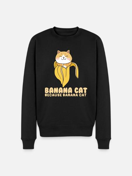 Banane Katze - Männer Premium Bio Pullover - Schwarz