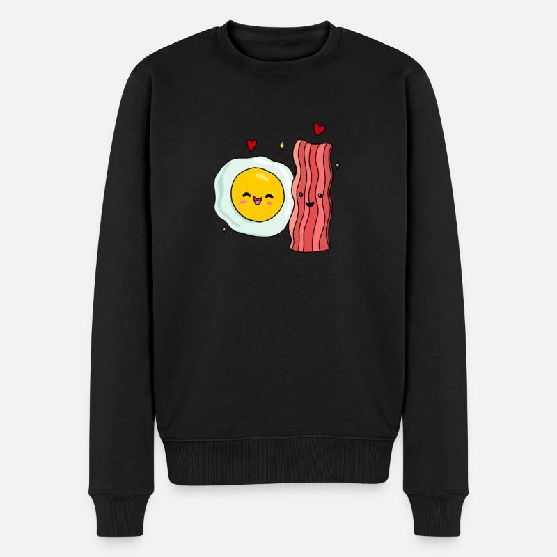 Ei Spiegelei Speck Paar - Männer Premium Bio Pullover - Schwarz