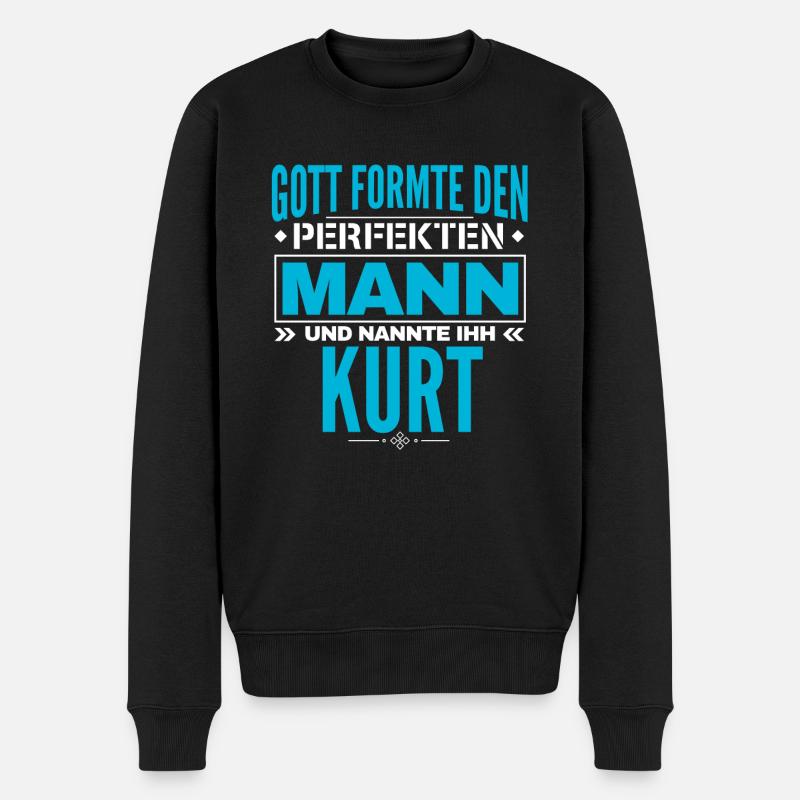 Kurt Name Design - Männer Premium Bio Pullover - Schwarz