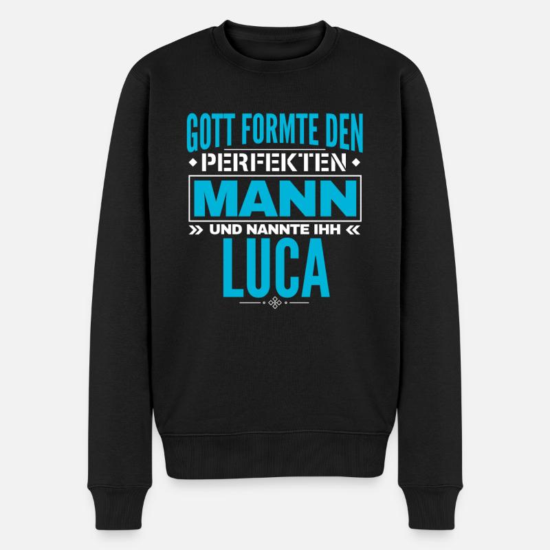 Luca Name Design - Männer Premium Bio Pullover - Schwarz