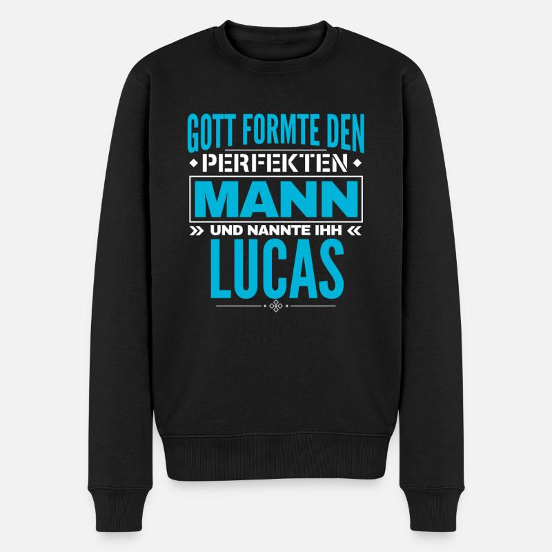 Lucas Name Design - Männer Premium Bio Pullover - Schwarz
