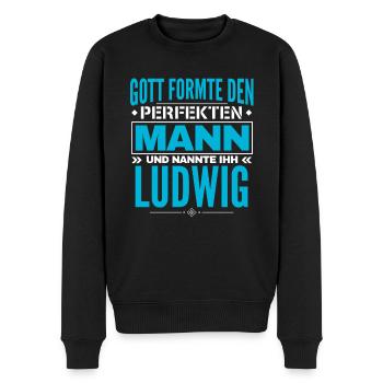 Ludwig Name Design - Männer Premium Bio Pullover - Schwarz - Vorne - Nico (187cm)