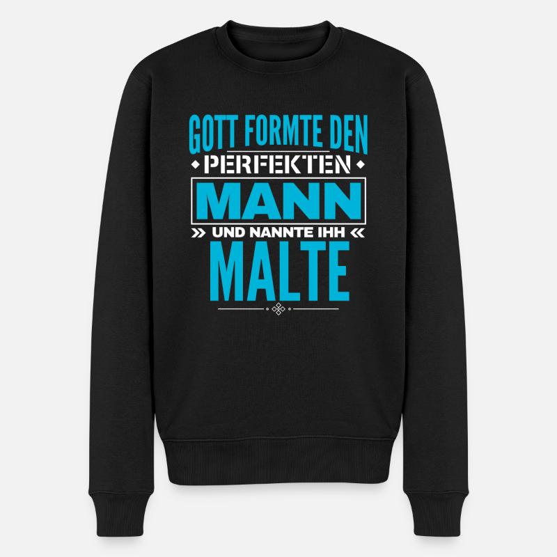 Malte Name Design - Männer Premium Bio Pullover - Schwarz