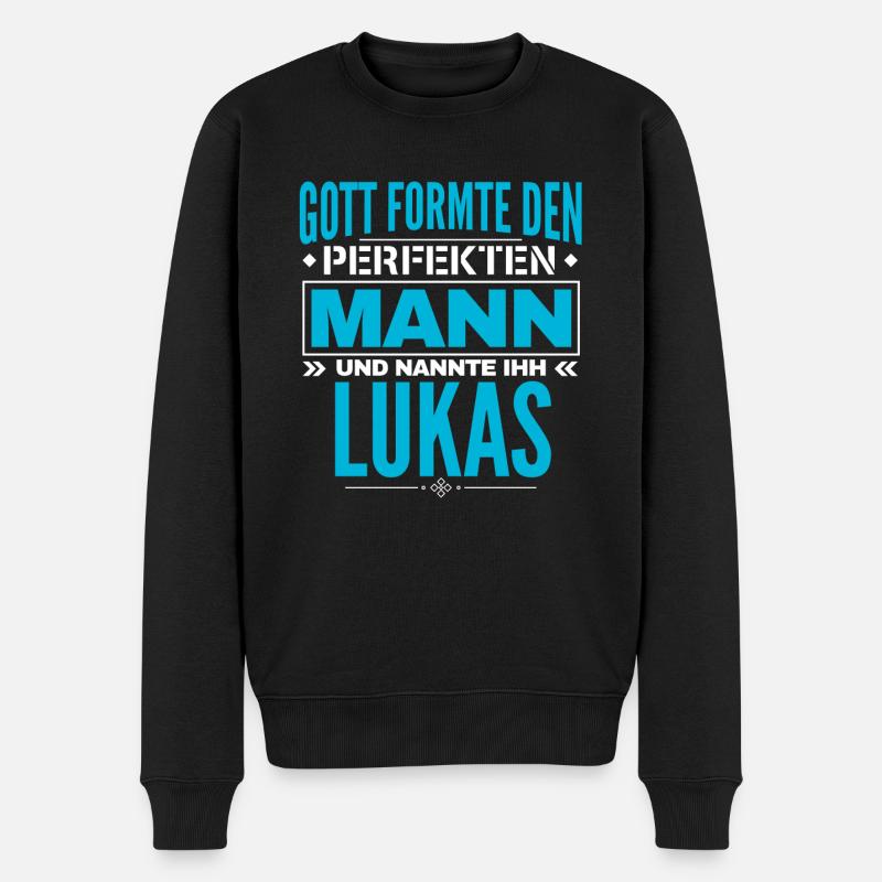 Lukas Name Design - Männer Premium Bio Pullover - Schwarz