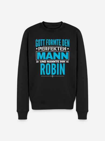 Robin Name Design - Männer Premium Bio Pullover - Schwarz