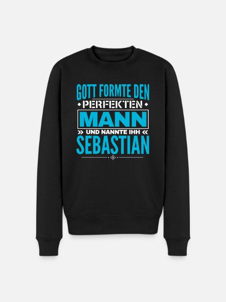 Sebastian Name Design - Männer Premium Bio Pullover - Schwarz