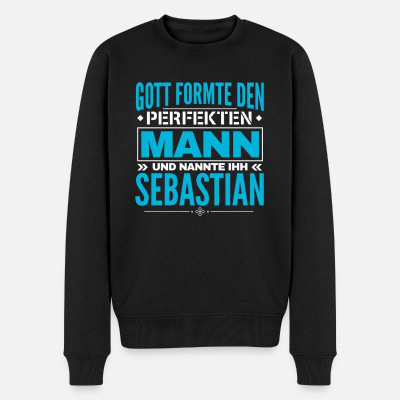 Sebastian Name Design - Männer Premium Bio Pullover - Schwarz