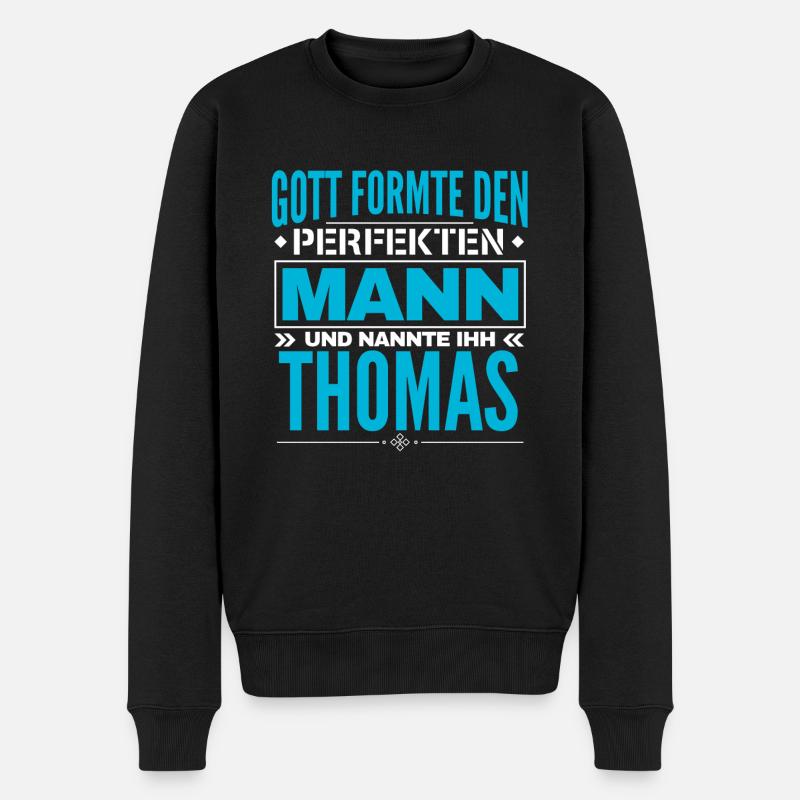 Thomas Name Design - Männer Premium Bio Pullover - Schwarz