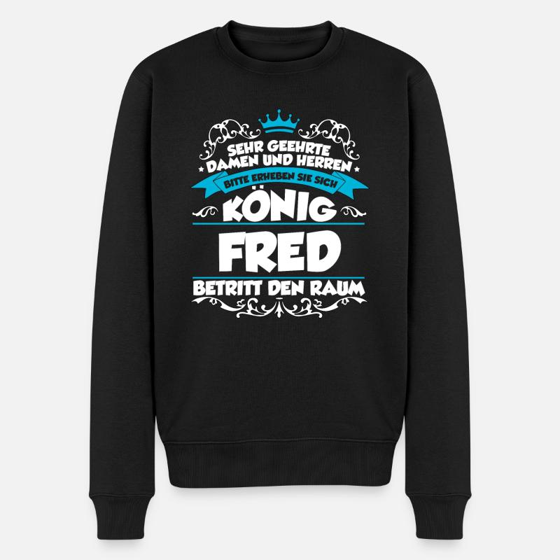 Fred Name Design - Männer Premium Bio Pullover - Schwarz