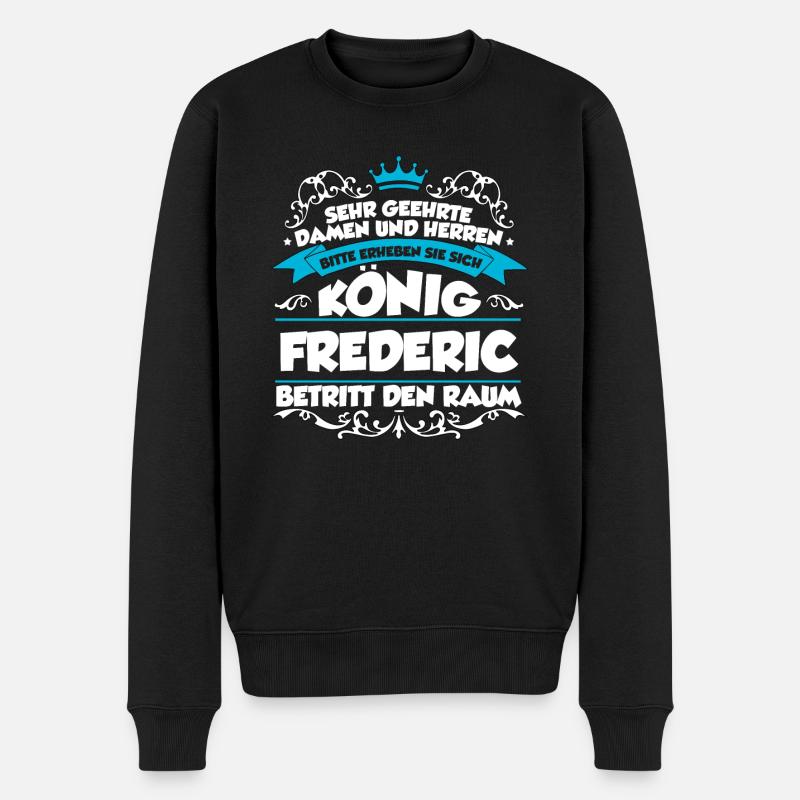 Frederic Name Design - Männer Premium Bio Pullover - Schwarz