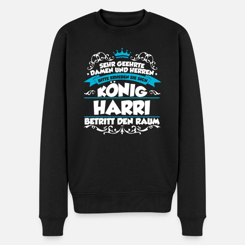Harri Name Design - Männer Premium Bio Pullover - Schwarz