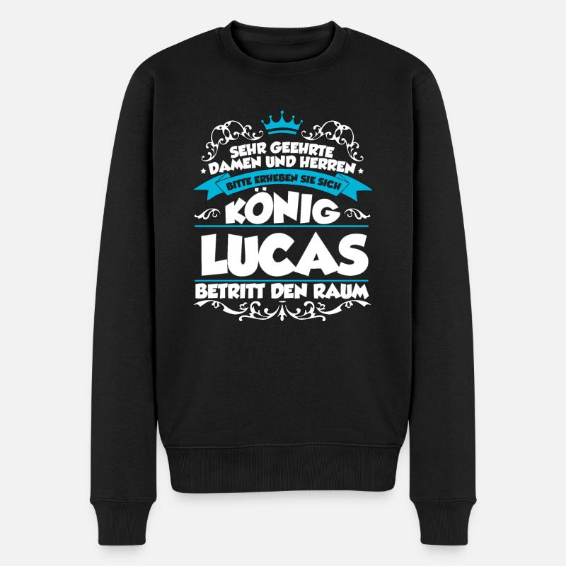 Lucas Name Design - Männer Premium Bio Pullover - Schwarz