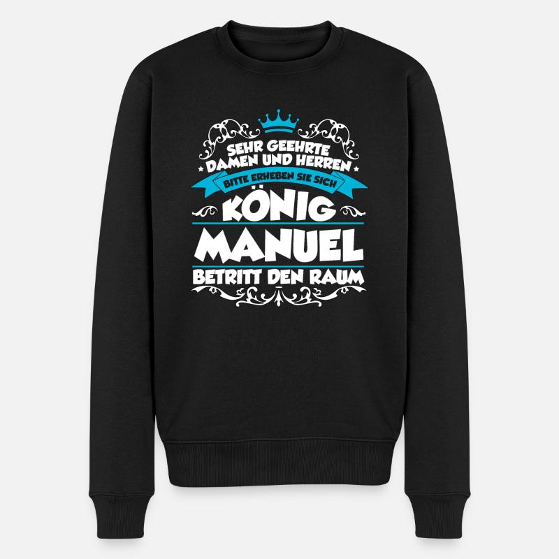 Manuel Name Design - Männer Premium Bio Pullover - Schwarz