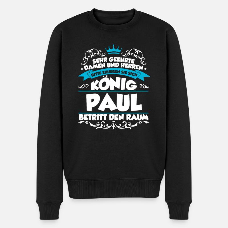 Paul Name Design - Männer Premium Bio Pullover - Schwarz