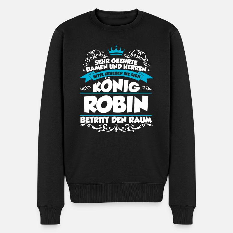 Robin Name Design - Männer Premium Bio Pullover - Schwarz