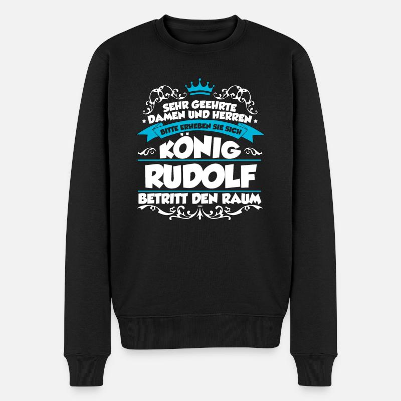 Rudolf Name Design - Männer Premium Bio Pullover - Schwarz