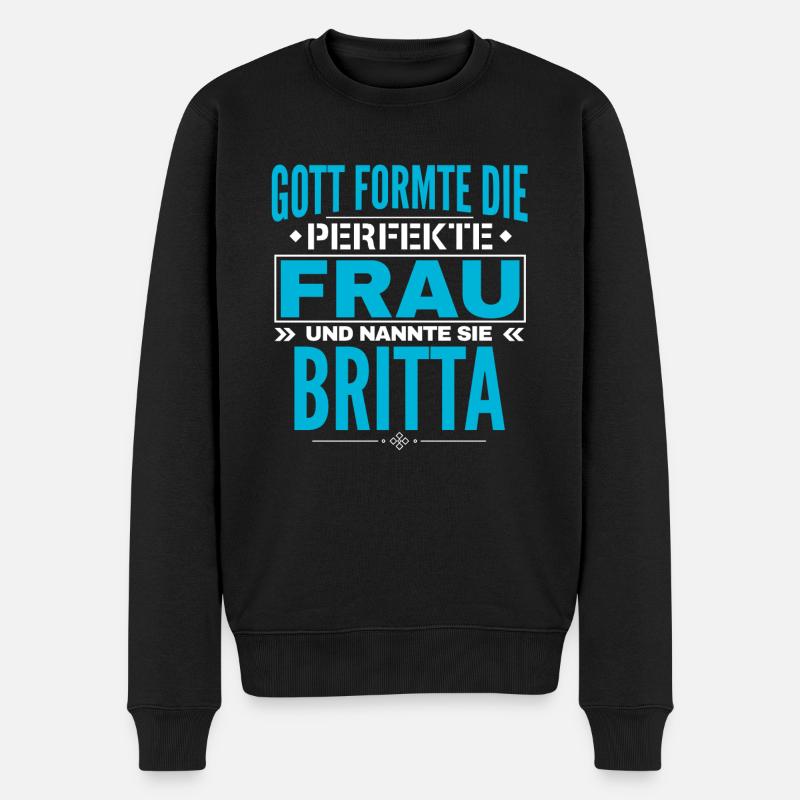 Britta Name Design - Männer Premium Bio Pullover - Schwarz