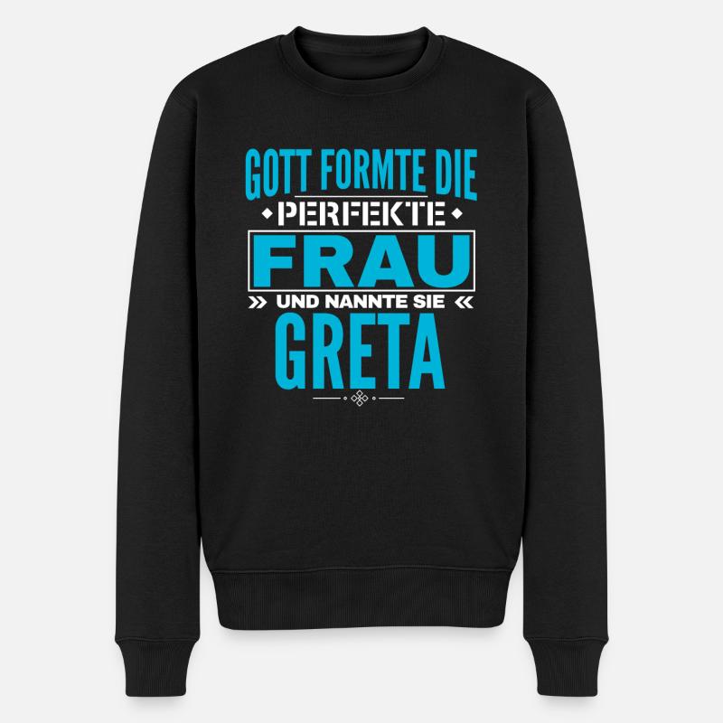 Greta Name Design - Männer Premium Bio Pullover - Schwarz