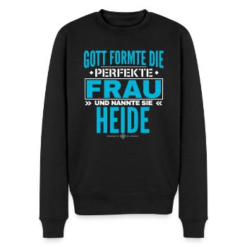 Heide Name Design - Männer Premium Bio Pullover - Schwarz - Vorne - Nico (187cm)