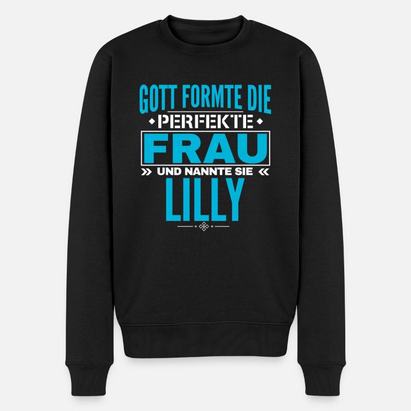 Lilly Name Design - Männer Premium Bio Pullover - Schwarz