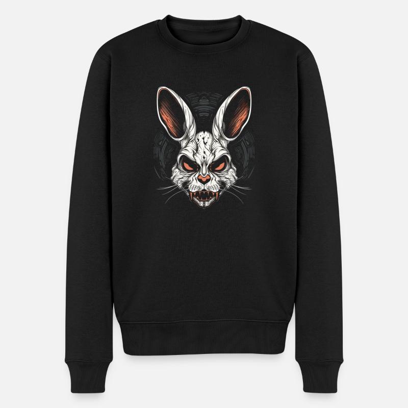 Gruseliger Totenkopf Böser Hase Horror Hase - Männer Premium Bio Pullover - Schwarz