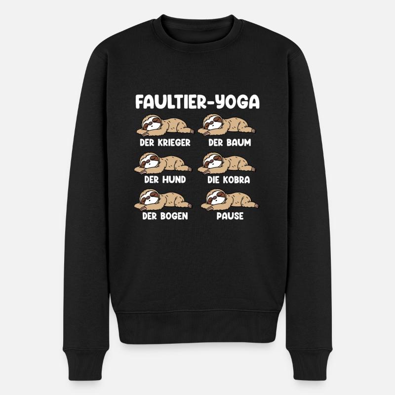 Faultier Yoga - Männer Premium Bio Pullover - Schwarz