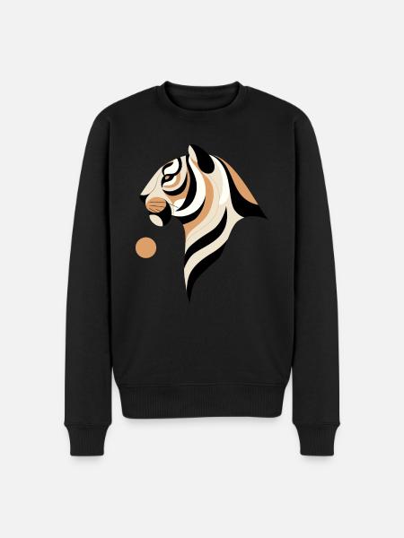 Abstrakter Tiger - Männer Premium Bio Pullover - Schwarz