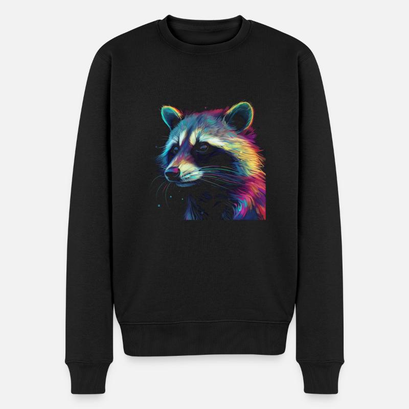 Waschbär Kunstwerk - Tier Kunst Waschbär - Männer Premium Bio Pullover - Schwarz