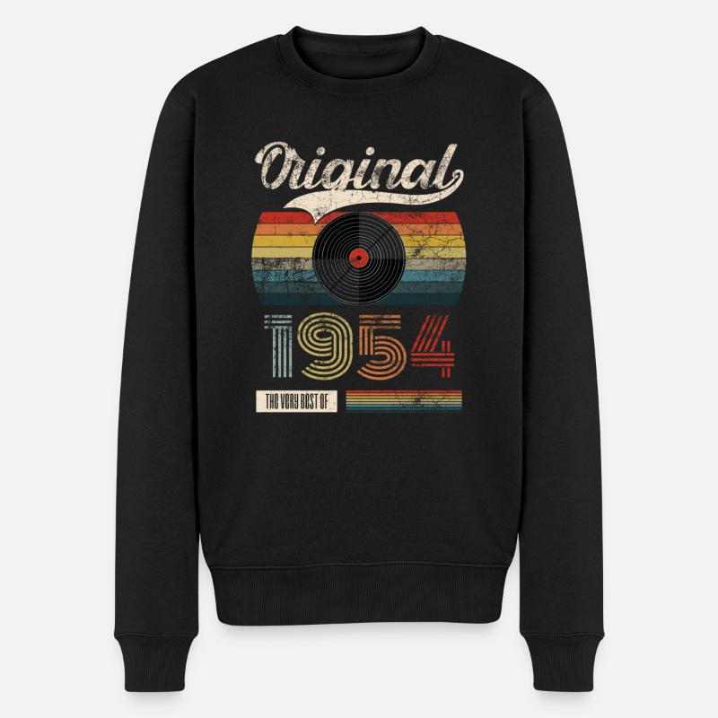 Jahrgang 1954 Vintage 70. Geburtstag Retro - Männer Premium Bio Pullover - Schwarz