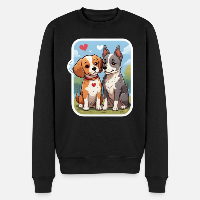 Couple de chiens amoureux - Pull Premium bio Homme - noir