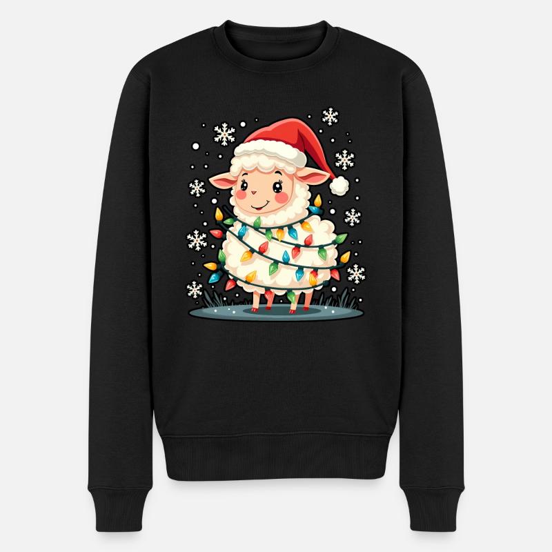 Weihnachtsschaf - Männer Premium Bio Pullover - Schwarz