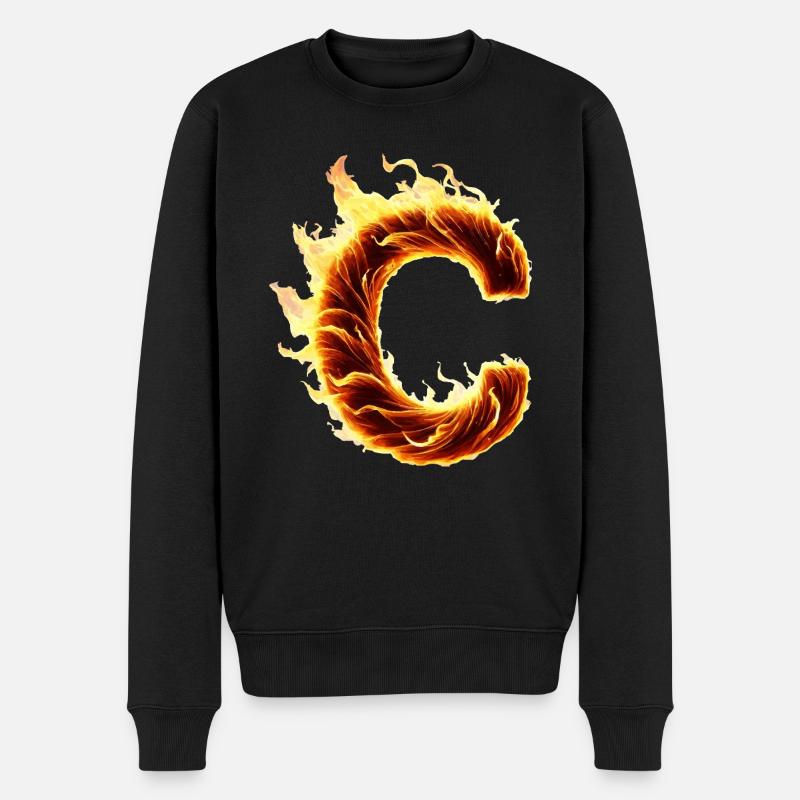 Lettre C Flammes - Pull Premium bio Homme - noir
