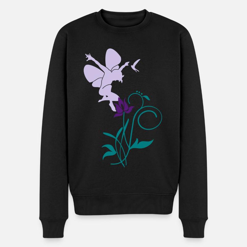 Orchidee / orchid (2c) - Männer Premium Bio Pullover - Schwarz